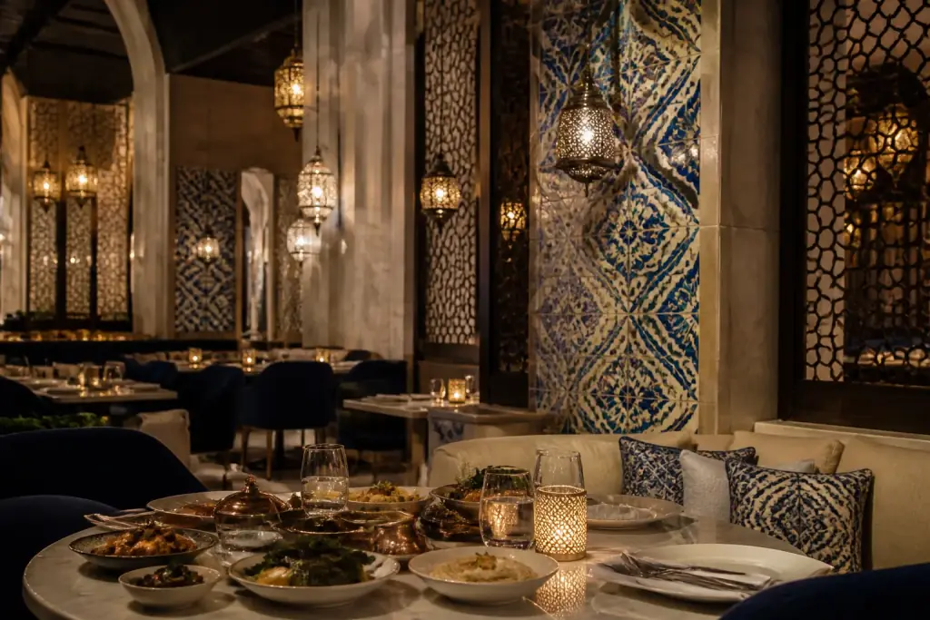 Saray restoranı, İznik çinileri ve mezeler