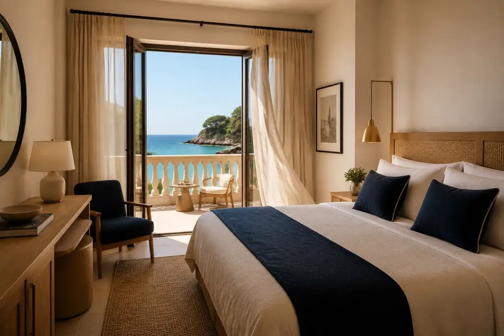 Deluxe Deniz Manzaralı Oda, kral yatak ve balkon
