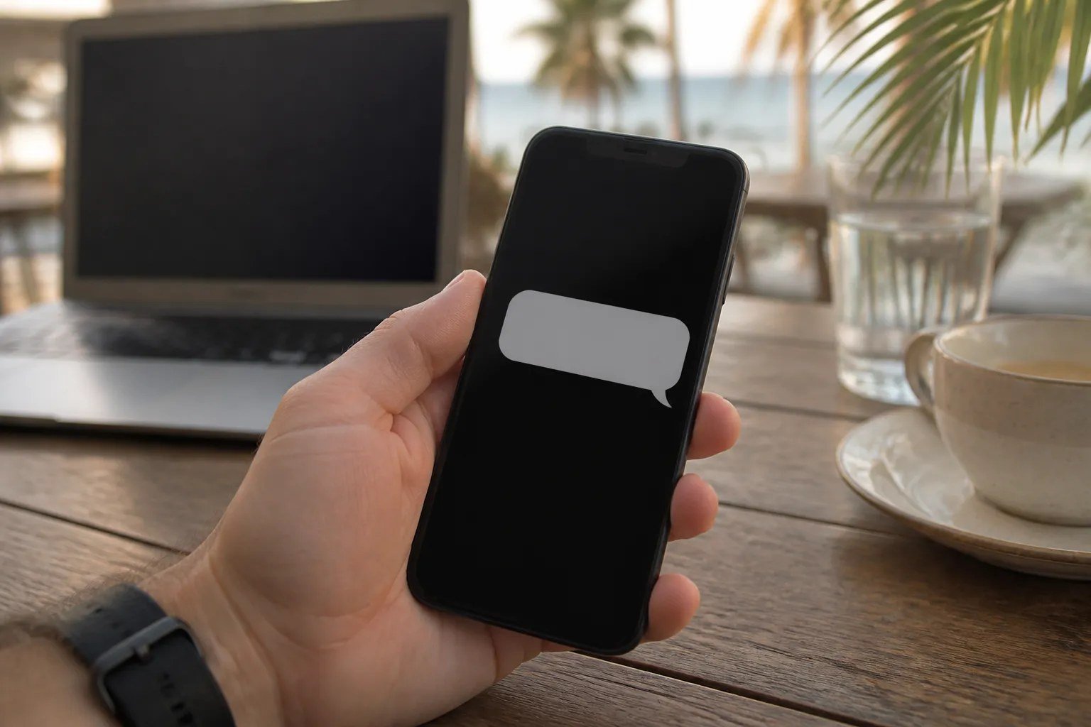 Masada mesaj bildirimi gelen akıllı telefon