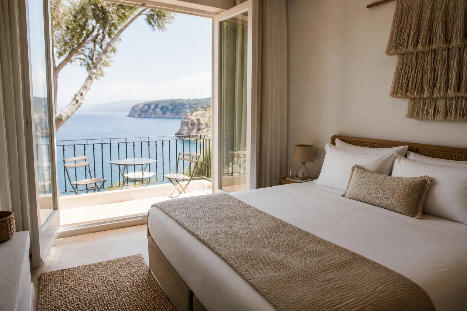 Antalya'da deniz manzaralı, hazırlanmış bir butik otel odası