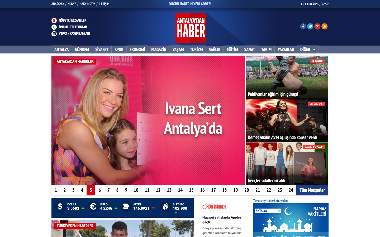 Antalya'dan Haber website, 2017 archived view