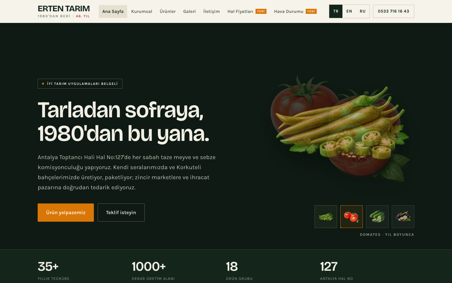 Erten Tarım website home page