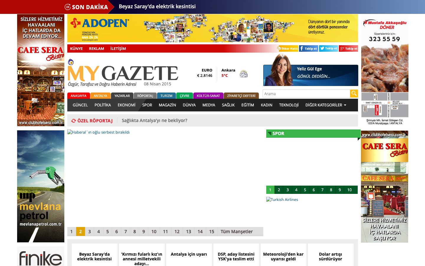My Gazete website, 2015 archived view